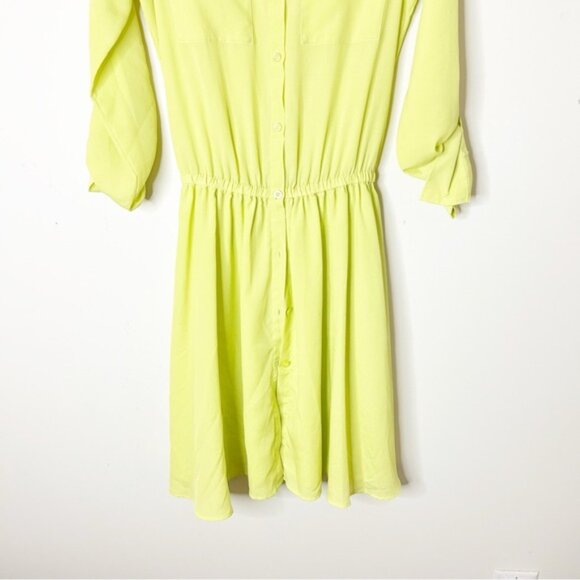 Victoria's Secret Shirt Dress Button down front Neon yellow Long sleeve - Picture 3 of 13